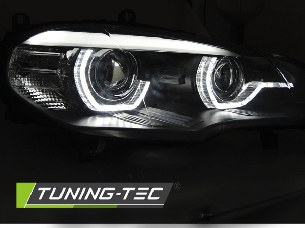 VOLL LED Angel Eyes Scheinwerfer für BMW X5 E70 07-13 schwarz